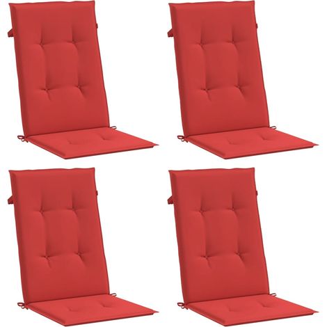 Coussins de chaise de jardin dossier haut lot de 4 rouge tissu vidaXL