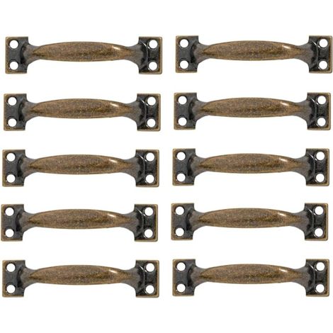 Ensemble de 10 poignées de porte cintrées vintage, poignées de porte en bois peint antique (200mm, vert bronze)
