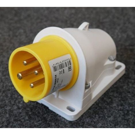 Prise Socle 3P+T 16A 100-130V connecteur saillie inclinée connexion vis IP44 PratiKa Schneider