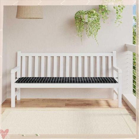 361180 Coussin de banc Carreaux Noirs 150 x 50 x 3 cm Tissu Oxford (1/4)