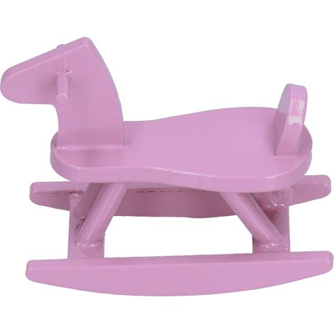 Cheval à bascule miniature en bois pour maison de poupée (échelle 1:12), accessoire de décoration. (1/5)