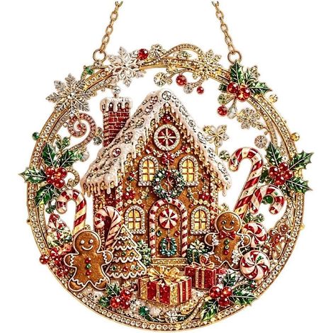 HKit de décoration de Noël en perles et diamants, attrape-soleil, ornement suspendu en acrylique de 20 cm, kit de loisirs créatifs pour adultes et débutants, cadeau idéal pour décorer une fenêtre ou v (1/5)