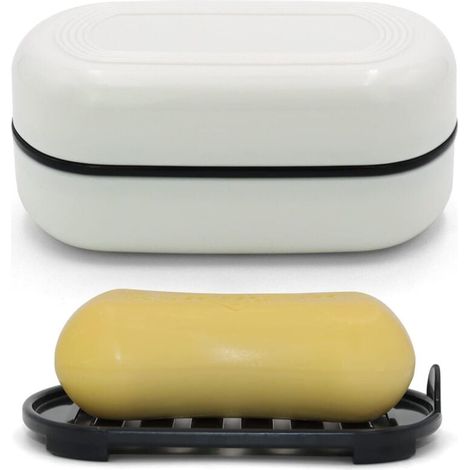 Boîtier À Savon Étanche Portable Avec Support Drainant Amovible Pour Voyage Camping Salle De Sport Blanc (1/4)
