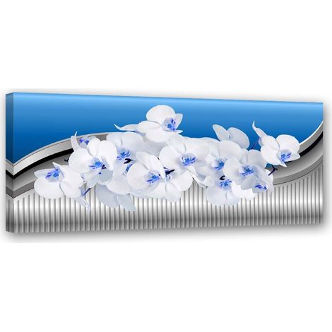 Tableau sur toile Fleur d'orchidée bleue 90x30 (1/5)