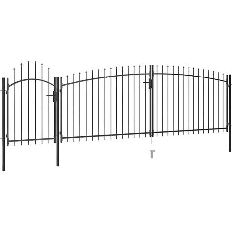 vidaXL Puerta de jardín Woerden con punta de lanza, 5x1,5 m, negro (1/4)