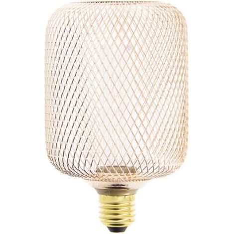 Ampolla decorativa cilindrica in rame con finitura olografica, attacco E27, luce bianca calda – ideale per illuminazione d'atmosfera e decorazione interna