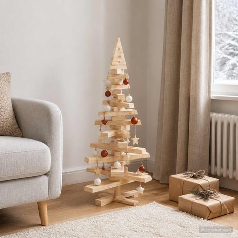 vidaXL Árbol de Navidad de madera KOTKA 90 cm Madera de Pino Maciza (1/5)