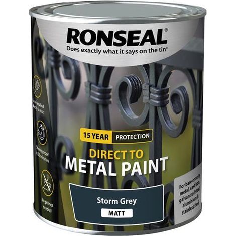 Ronseal 39209 Direct to Metal Paint Storm Grey Matt 750ml RSLDTMSTM750