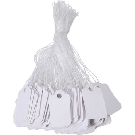 Étiquettes de Prix Blanches avec Ficelle pour Bijoux - Paquet de 95-100