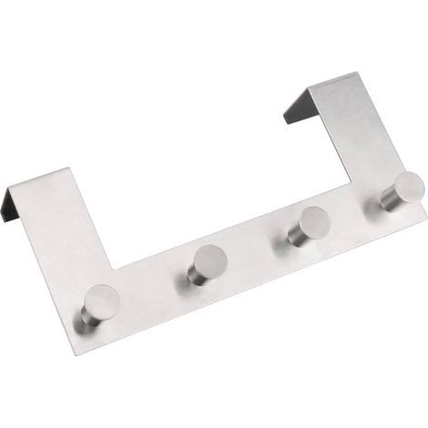 Cintre de porte en acier inoxydable avec 4 crochets - Installation sans outil - Pour portes de 4 à 4,5 cm - Usage humide - 25 cm (1/5)