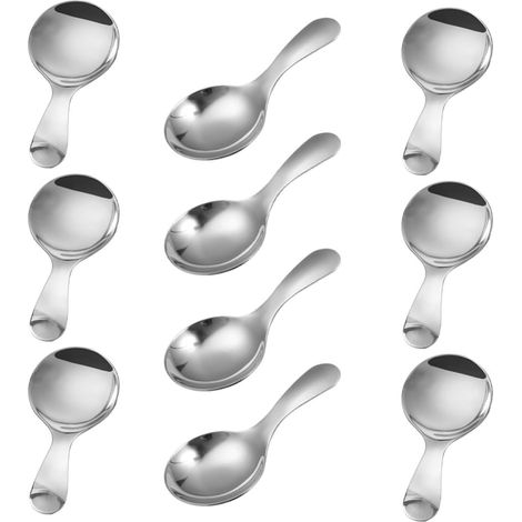 Lot de 10 Petites Cuillères à Dessert Rondes en Acier Inoxydable 304 (1/5)