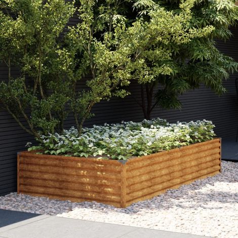 Jardinière Relief Acier Corten 195 X 100 X 36 cm. Aspect Rouille, Très tendance. Jardin, Patio, Balcon (1/5)