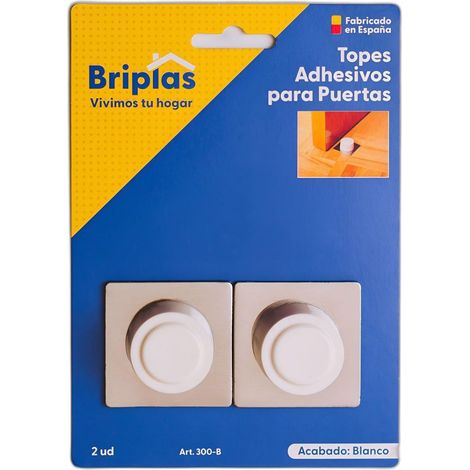 Butée de porte adhésive en acier inoxydable blanc - 2 unités