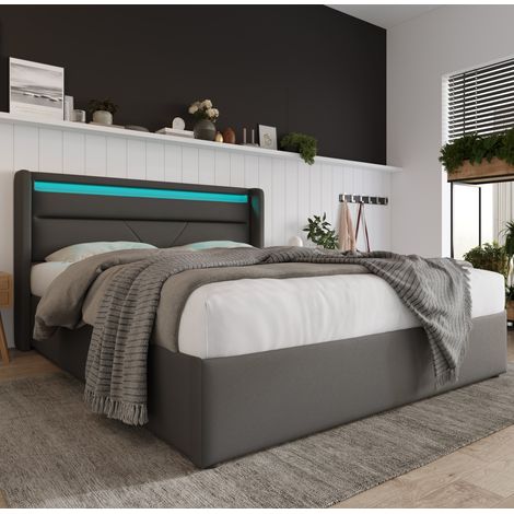 letto matrimoniale 140x200 contenitore LED grigio OKMYHOME