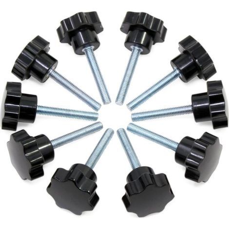 10PCS M6x40 Boutons étoiles, bouton moleté à filetage femelle, poignée en plastique noir boutons de serrage pour équipement mécanique (1/4)