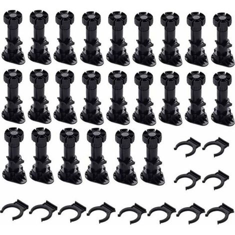 24 Pièces Pieds D'Armoire Plastique,Pied de Meuble,Pied Réglable pour Meuble,Noir Pieds de Meuble P (1/5)