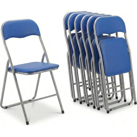 Sedie pieghevoli imbottite set 6, eleganti e salvaspazio Blu