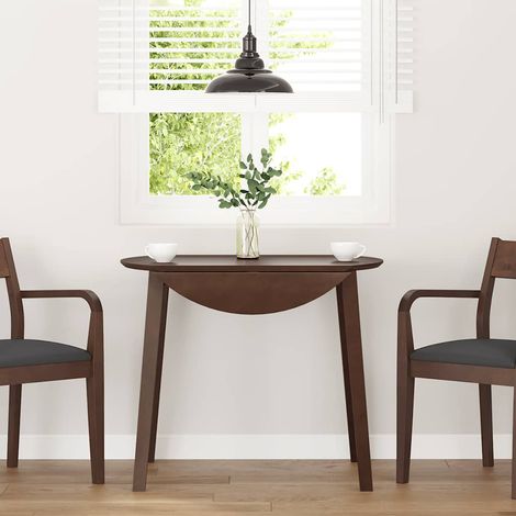 Vidaxl – Table à manger extensible marron en bois d'hévéa massif – Design moderne avec abattants – Surface lisse facile à entretenir – 6 places