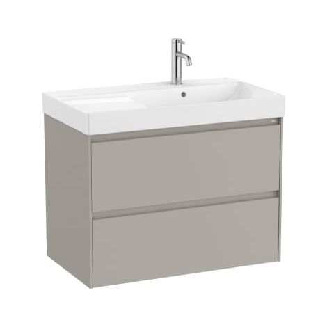 MUEBLE LAVABO DERECHA BLANCO 800X460 ONA STANDARD 2 CAJONES LED GRIS ARENA