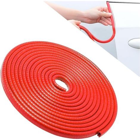 Protection Portiere Voiture, Joint Caoutchouc de Protection Automobile, Protecteurs de Bords en Aluminium pour Portes de Voiture, Universel Accessoires d'extérieur de Véhicule (Rouge/5M) (1/5)