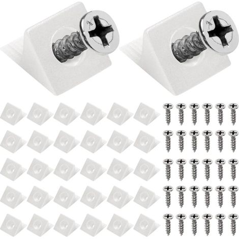 AIPERQ 40PCS Drawer Brackets, Witch White Corner Brace Drawer Cabinet Shims Sagging Drawer Bottom Repair Shims 90 Degree with Screws - Fix Saggy Dresser Drawer, White