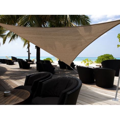 Voile d'Ombrage Triangulaire Morel 5x5x5 m Polyéthylène 180 g/m² – Anti-UV 90% Brun Havane Garantie 5 Ans