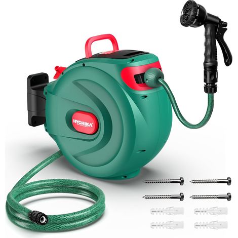 Enrouleur Tuyau Arrosage 30m – Enrouleur Extensible Murale pour Jardin avec Verrouillage et Enroulement Automatique, Buse à 8 Modes, Boîte Pivotante 180°, pour Arrosage Extérieur (1/5)