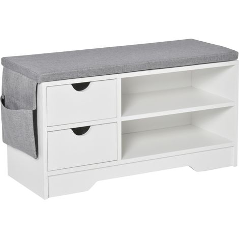 Scarpiera Salvaspazio in Legno Capacità 4 Paia 80.5 x 30.5 x 43.5 cm Bianca (1/5)