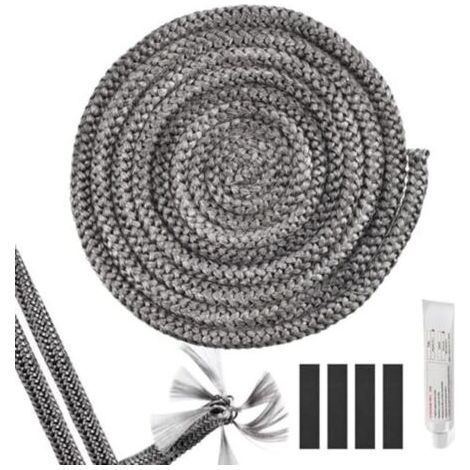 1 morceau de cordon d'étanchéité pour poêle, 12 mm x 3 m, ruban d'étanchéité pour poêles à bois, ignifugé. Fourni avec 4 morceaux de ruban haute température.