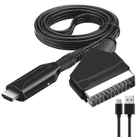 Câble convertisseur SCART vers HDMI, SCART vers HDMI, câble adaptateur vidéo DVD classique vers HDTV, 1 mètre. (1/5)