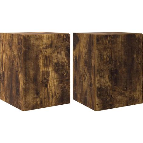 Mobile TV da parete moderno con 2 ante e 2 ripiani 30 x 31 x 40 cm in legno multistrato rovere fumo 020054945