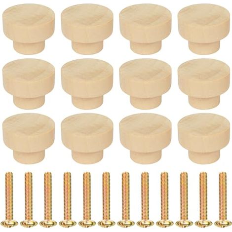 12pcs Poignée Meuble en Bois, Rond Boutons de Meuble, Boutons de Portes pour Placards, 35 mm Poignet de Tiroir, pour Décoration D'intérieur, Placard, Penderie, Tiroir, Armoires de Cuisine (1/5)