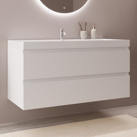LOMAZOO meuble de salle de bain Monaco blanc brillant - 100cm (1/5)