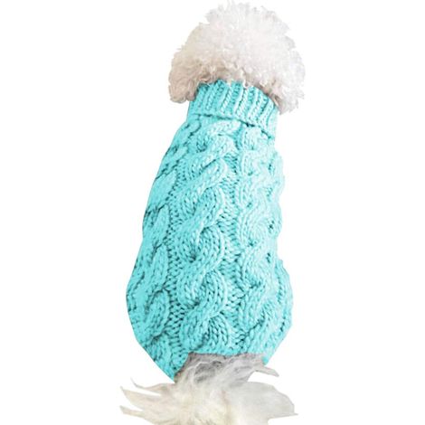 Animal de Compagnie Chien col roulé Tricot Pull Manteau Hiver Plus Chaud épaississement Pull Tricots Crochet Manteau vêtements pour Petit Moyen Grand Chien Chiot Chat (M, Bleu) (1/4)