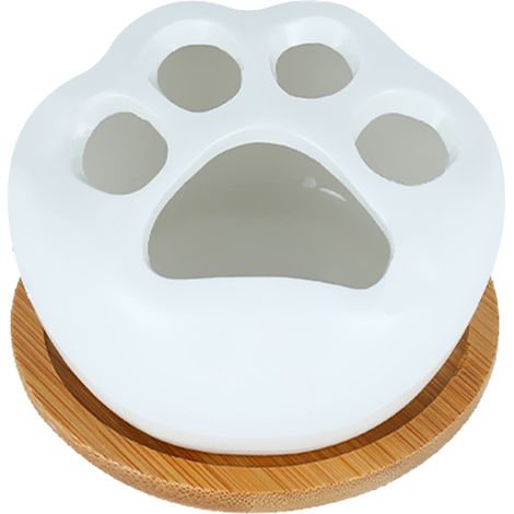Keramik-Blumentopf mit Katzenpfotenmuster und Bambusständer – Weiß, 8x8x8 cm / 16x8x8 cm / 31x11x4 cm / 20x10x17 cm / 19x10x21 cm, 250 g / 500 g / 750 g (1/5)