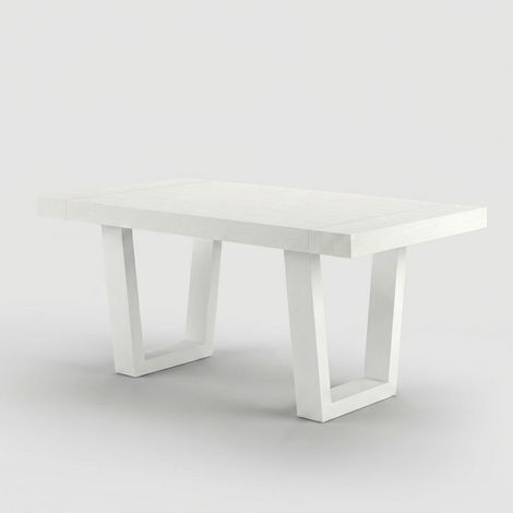 Table extensible moderne pieds blancs 10 personnes 140/220x90 Tokyo - Frêne