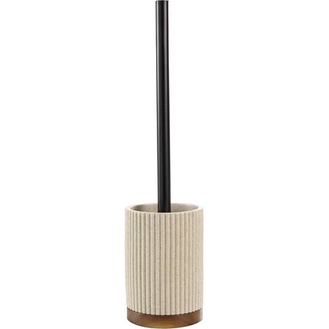 WC-Bürste – 1 Stück – Polyresin und Akazie – Elegantes und langlebiges Design – Modernes Badezimmer – Natur 9,1 x 38,5 cm (1/4)