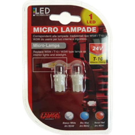 2 Ampoules 1 Led T10 24V blanc