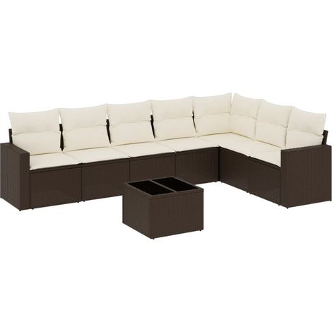 Set sofás de jardín 8 piezas y cojines ratán sintético marrón vidaXL (1/3)