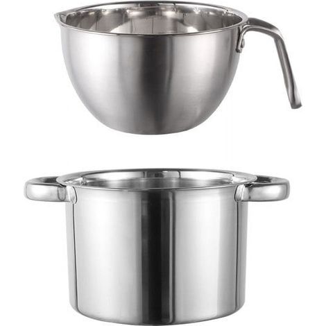 Double Boiler Pot - Stainless Steel Melting Bowl - For Butter Cheese Chocolate Wax - 18x18x11.5 cm Outer Pot - 1 Set (1/5)