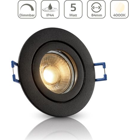 Einbauspot IP44 rund starr - Farbe: schwarz - LED Leuchtmittel: GU10 5W neutralweiß dimmbar (1/5)