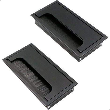 SABIR Passe Câbles Encastrables Bureau 2 Pièces en Alliage d'aluminium 160 mm 80 mm Avec Joint Brosse pour Bureaux Rangement et Organisation des Fils Accessoires de Bureau Robuste et Durable. (1/5)