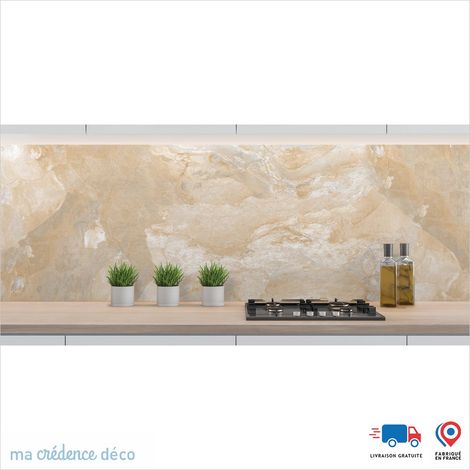 Crédence : Pierre naturelle de Dalmazo - Couleur Beige marron - Alu composite - 60 - 120 (1/3)