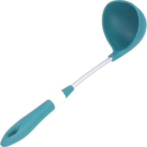 Edelstahl-Silikonlöffel, flexibler Antihaft-Spatel, Küchenutensil, Schöpfkelle mit langem Griff, grün (1/5)