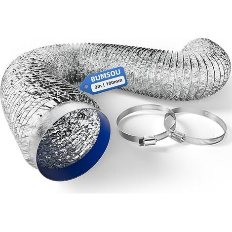Ventilation Hose 100mm Aluminum Foil 3m Flexible Exhaust Pipe for Fan Extractor Hood Air Conditioning (1/5)