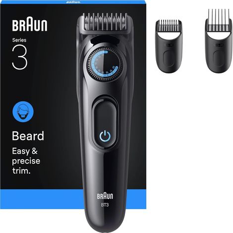 Braun Regolabarba BT3520 Senza Filo 40 Lunghezze Batteria 50min Nero e Blu (1/5)