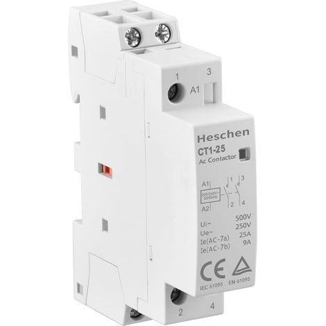 Contacteur alternatif de ménage, CT1–25, 2 Pole deux normalement ouvert, AC 220V/230V Tension de bobine, 35 mm DIN sur rail (1/5)