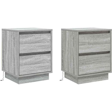 Maison Exclusive - Armadio da Notte con cassetto 2 pcs Grigio 39 x 34,5 x 50 cm (1/5)