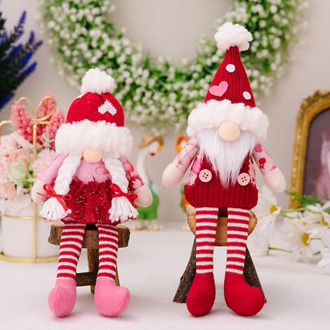 Gnome - Decoration De Fête - Couple De Nains En Peluche - Pour Jour De La Saint-Valentin - Hauteur 28 À 31 Cm - Lot De 2 (1/5)