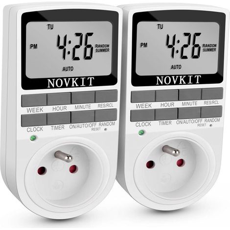 Confezione da 2 prese digitali programmabili - Timer digitale settimanale, schermo LCD, risparmio energetico, presa programmabile